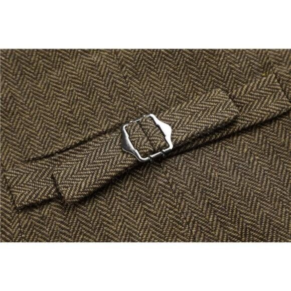 Women's V-Neck Suit Vest Waistcoat Brown - Picture 4 of 5